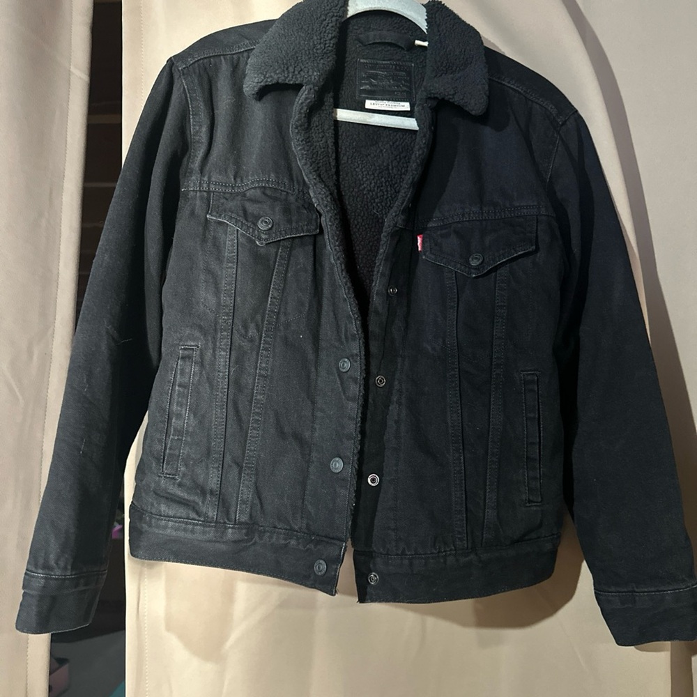Levi’s Black Denim Jacket with Sherpa Lining